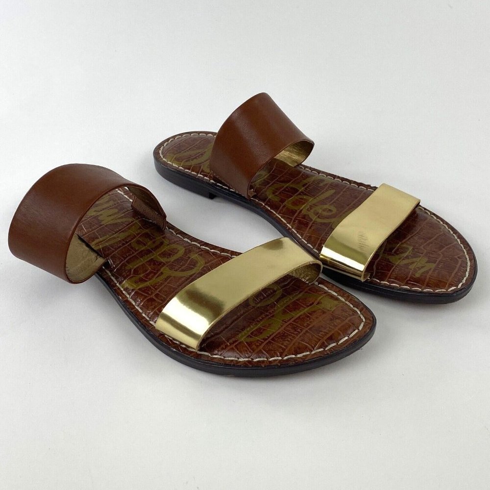 Sam Edelman Krista Sandals Brown Leather Double Straps Slide On 9 M